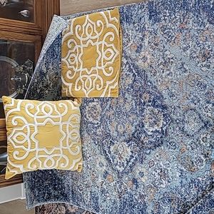 3 Area Rugs and 2 Beaded Pillow Covers.